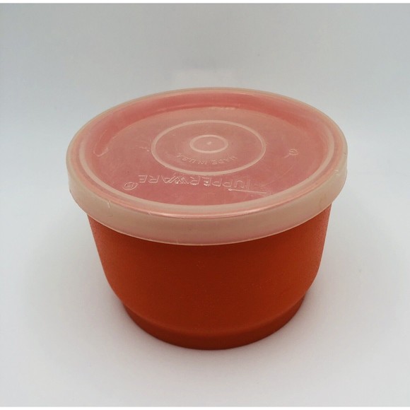 Vintage Tupperware Orange Round Snack Cup #1229 with Lid - Picture 2 of 9